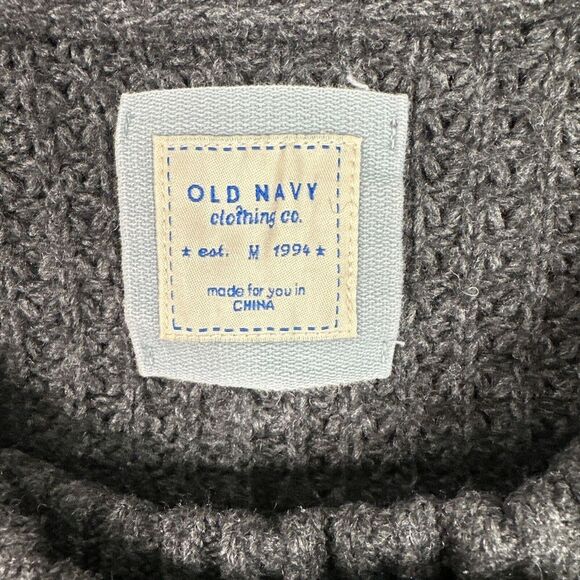 Old Navy Cardigan Sweater Wool Alpaca Blend Womens Medium Dark Gray Chunky Knit - Picture 8 of 12